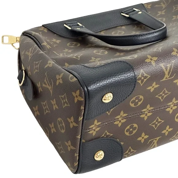 Louis Vuitton Retiro Brown Monogram Nior Black Satchel Duffle Crossbody Canvas - Picture 10 of 13